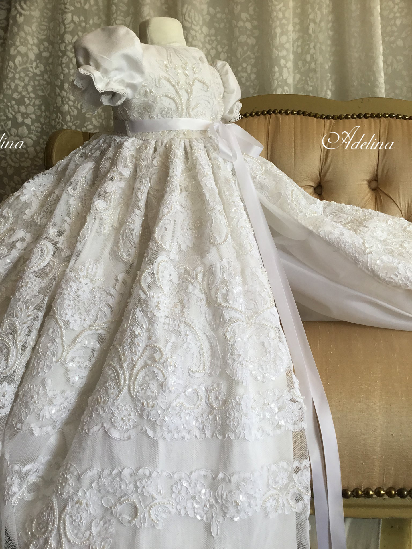 Christening Heirloom Gown with Bonnet - Adelina